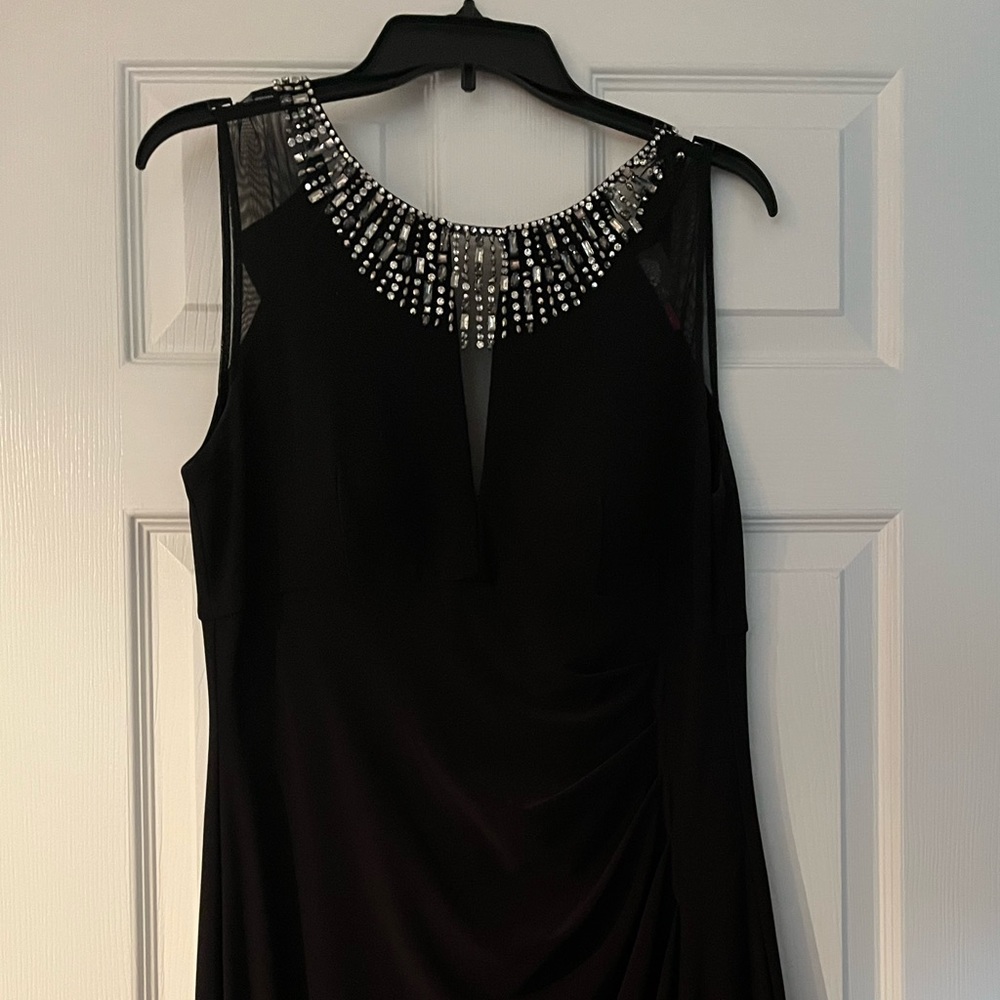 Black Long rhinestone neckline Vince Camuto dress